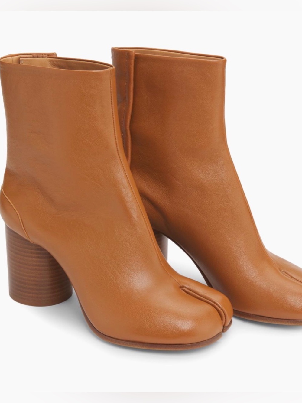 Maison Martin Margiela Tan Split-Toe Leather Ankle Boots
